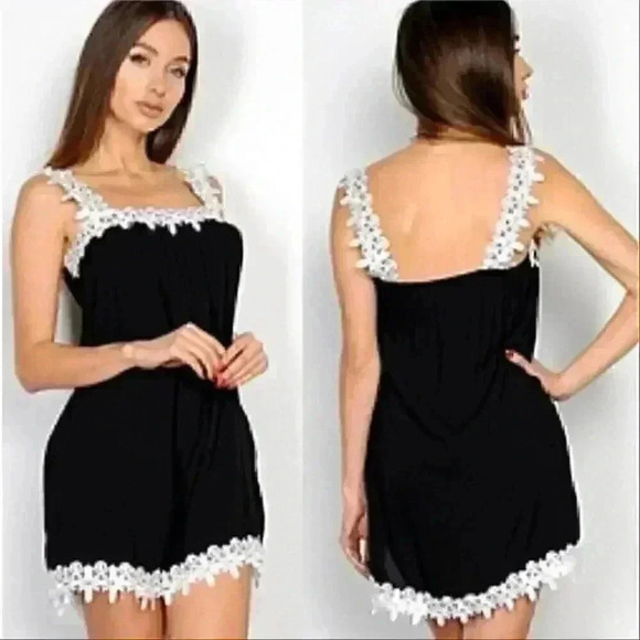 Black Mini Dress with lace - Picture 1 of 1